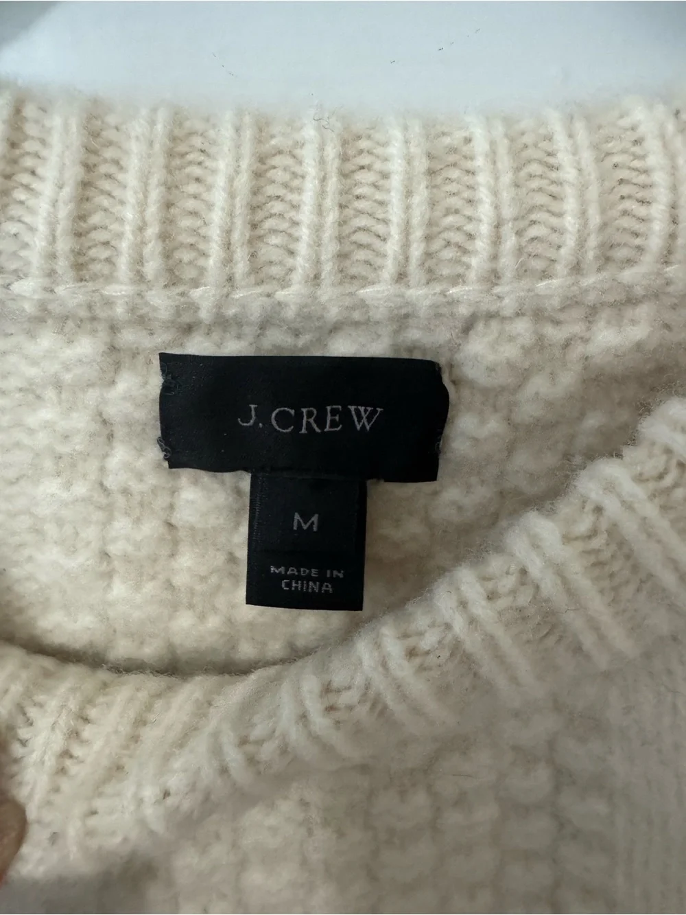 J. Crew Cream Wool Cable Knit Fisherman Sweater